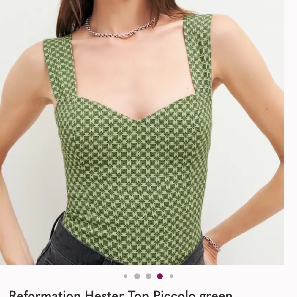 Reformation Lime Geometric Print Blouse
